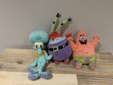 Spongebob TY Bundle Mr Krabs Patrick & Squidward Beanie Soft Toys Made In 2006