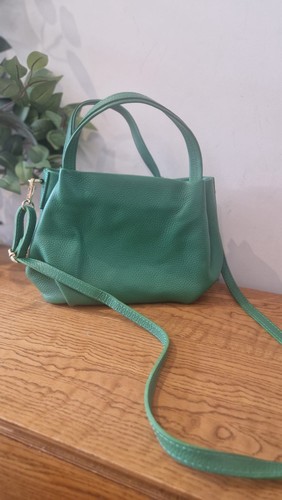 Green leather handbag - green,