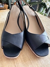 Navy Leather Sling back Wider