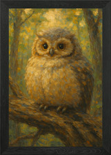 Owl Perched on Branch Painting