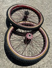 Old School Bmx Red Araya 7b Front Wheel Weinman Rear With Suntour Hub