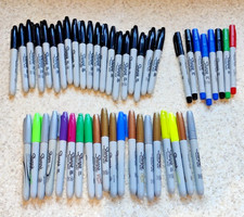 JOB LOT OF 48 SHARPIES (FINE, ULTRA FINE & STANDARD TIPS) FOR COLOURS SEE PHOTOS