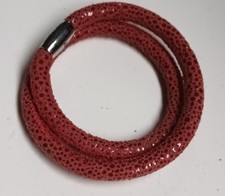 Red Leather Bracelet Jennifer Lopez • Double Wrap • Elegant Modern Style