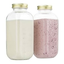 32oz Square Glass Milk Bottle