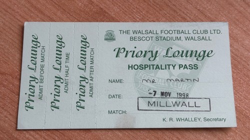 Ticket 1998 walsall v - 1998/99,