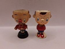 Vintage Fairy Lite Decorative Wooden Novelty Egg Cups Noddy And Soldier 1950s