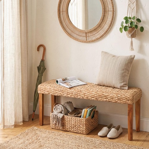 Indoor wicker bench solid - wicker,