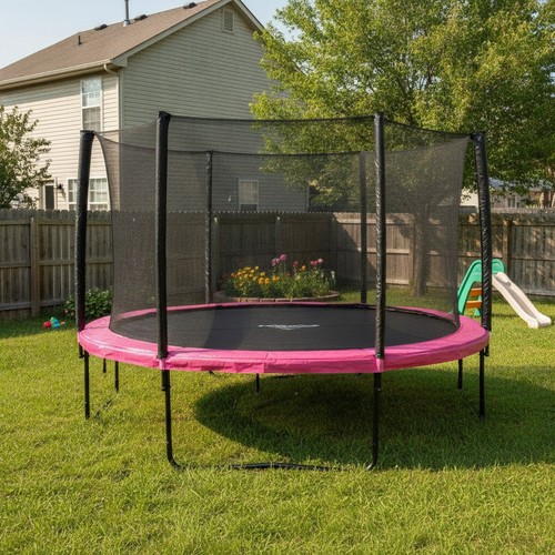 8ft pink trampoline - pink,