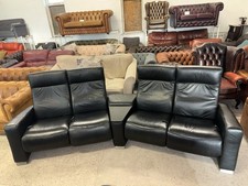 Himolla Black Real Leather Reclining Cinema Set Four Seater Sofa