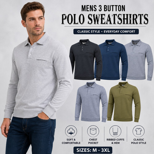 Mens polo sweatshirt jumper - mens,