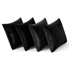 Pack of 4 Plush Velvet Cushion Covers Filled Cushions 18''x18'' Sofa Pillows Uk