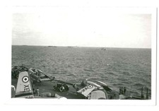 HMS EAGLE - ROYAL NAVY AIRCRAFT CARRIER - PORT SAID (SUEZ ?) - TWO CARDS