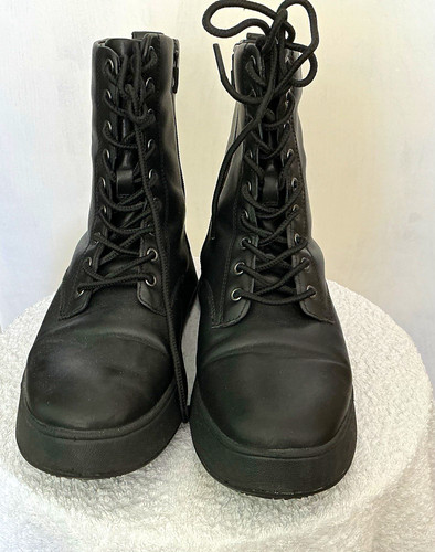 Fitflop black leather lace - black, lace-up