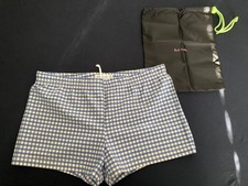 Paul Smith Blue & White Check Swim Trunks - Size XL - c/w Pouch