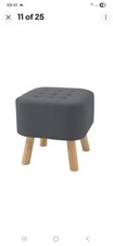 Square Footstool Upholstered Padded Stool Pouffe Seat Chairs Sturdy Wooden Legs
