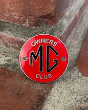 Vintage MG Owners Club Enamel & Chrome Car Badge
