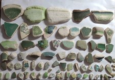 76 Green White Vintage Sea China Pottery pieces Glass North East Coast