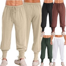 Men Trousers Cotton Blend Pants Viking Costume Renaissance Dress Up Vintage