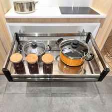 PULL OUT WIRE BASKETS KITCHEN CABINET CHROME SOFT CLOSE RUNNERS LARDER CUPBOARDS