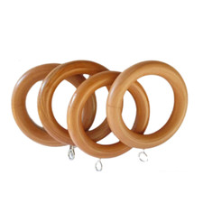 Natural Wooden Curtain Rings 35mm with Heavy-Duty Screw Eye Hooks Assorted Pack