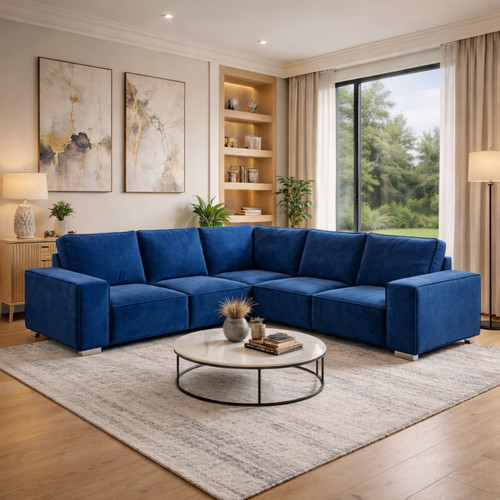 Blue corner plush velvet - corner,