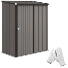 Outsunny Outdoor Storage Shed w/ Lockable Door for Garden, Light Grey