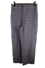 ZARA Purple Checked Trousers size M Womens Cotton Casual Outdoors Outerwear