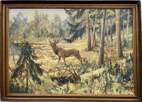 Impressionist roaring stag - roaring, in