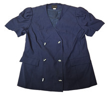 Simon Ellis Gold Medal Collection Blazer Blue Women's Short Sleeved Size: 18