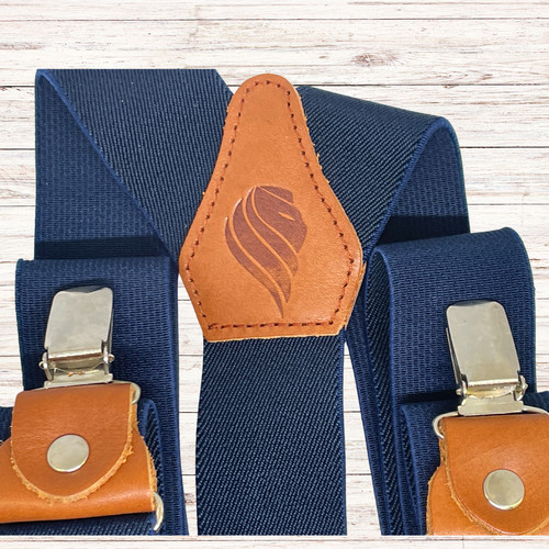 Navy and brown braces with - braces,