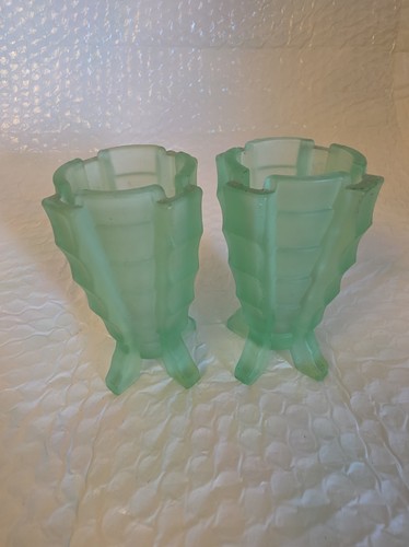 Pair vintage art deco frosted - vintage,