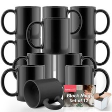 12-48pk Plain BLACK Mugs 11oz