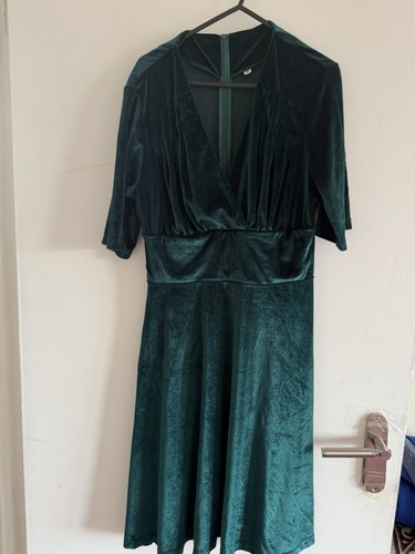 Green velvet women dress - velvet, women’s