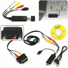 USB 2.0 Video VHS to DVD VCR Converter + Scart RCA Cable Adapter Capture Device
