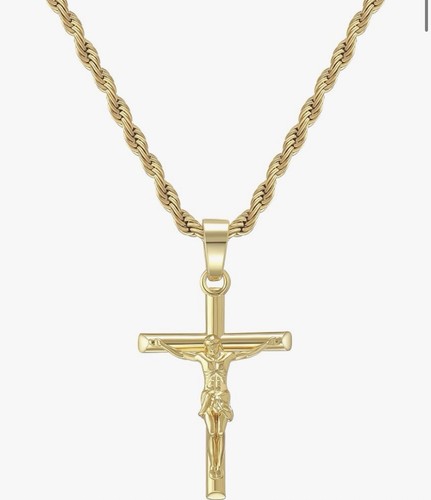 14k gold crucifix chain - gold,