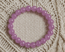 Stretch Elastic Pink Crackle Glass  Woman Gift Bag Stacker Boho 8mm