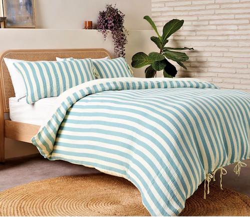 Duck egg blue - blue, stripe