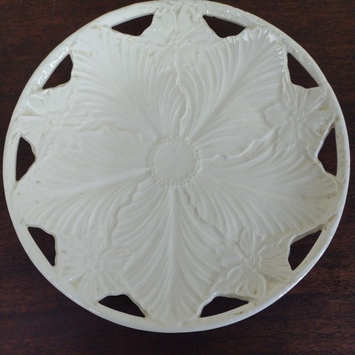 Antique creamware floral plate - creamware,