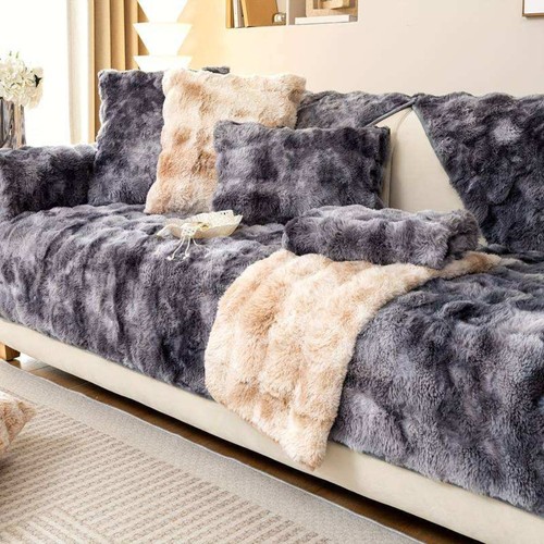 Soft fluffy sofa cover seat - sofa,