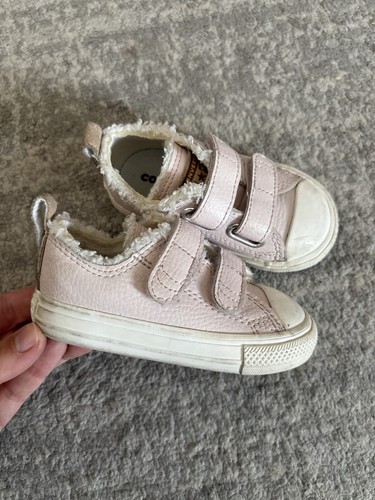 Girls pink converse trainers