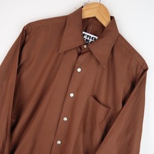 Vintage 70's Brown Dagger Collar Mens Shirt Disco SZ L (V1358)