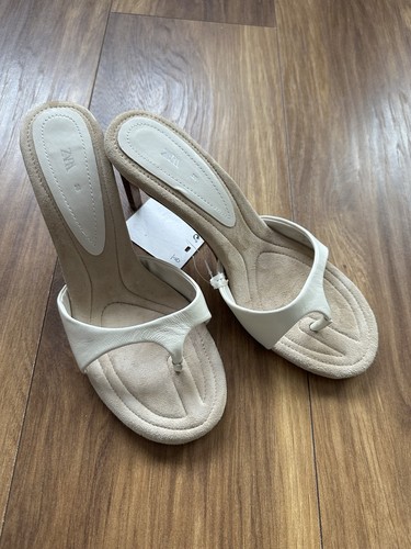 Zara white toe post heeled - white, toe-post