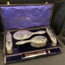 Sterling silver Art Nouveau dressing table set