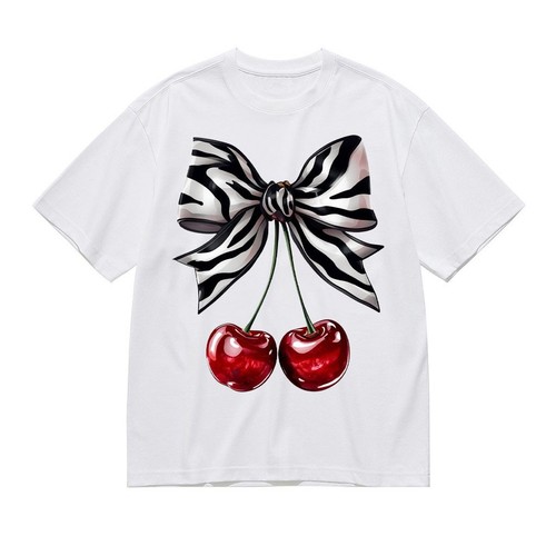 Leopard cherry bow shirt - cherry,