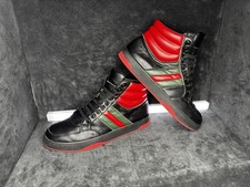 Fabolous Gucci Genuine Black Leather High-top Trainers Size 8uk/42eu Buletproof