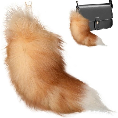 Faux fur fox tail keychain - fur,