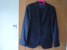 boys suit-NEXT,navy blue check, jacket 34R, trousers 30in waist,slim fit, exl