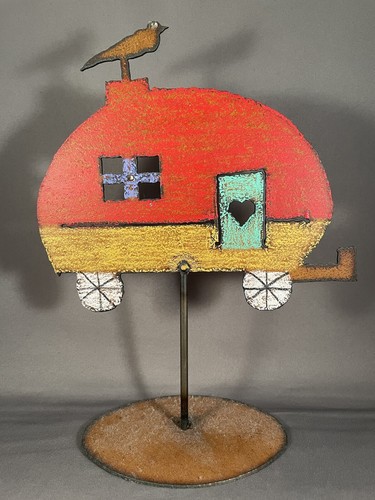 Metal teardrop art - metal, camper