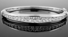 Stunning Diamonique Sterling Silver Bangle set with Sparkling CZ's