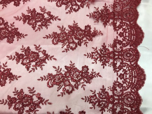Sequin embroidered lace fabric - lace,